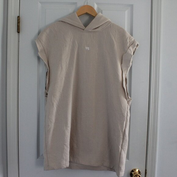 Balenciaga Sleeveless  Oversized Beige Shirt Wrinkled Hoodie Logo, XS, Mens - Picture 1 of 9